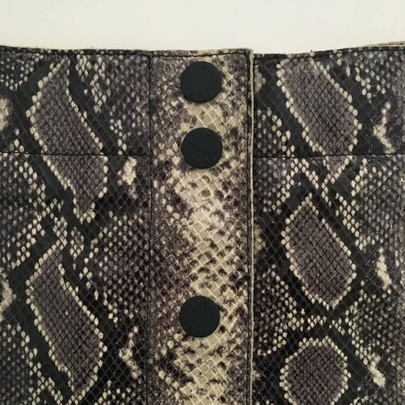 SANDRO Short Python Print Leather Mini Skirt
